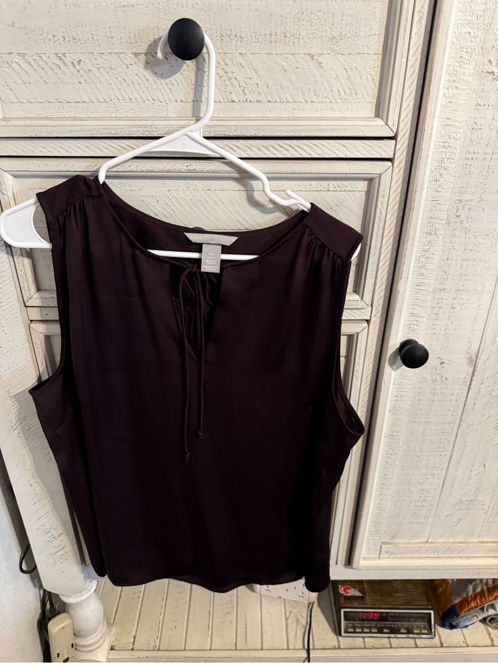 H&M Sleeveless Tie-Front Blouse - Plum